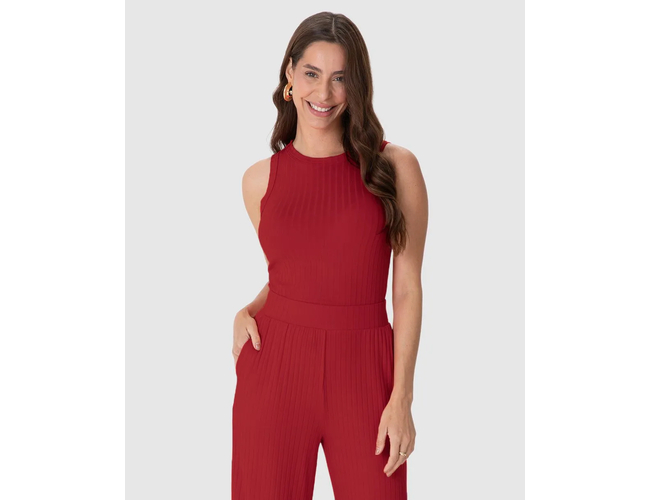 Regata Básica Malwee Feminina Long Cropped Em Malha Canelada De Viscose 1000113554 - Atacado