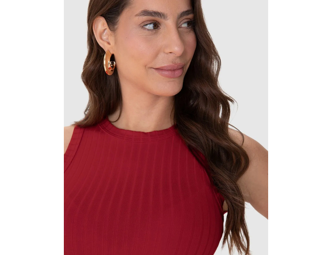 Regata Básica Malwee Feminina Long Cropped Em Malha Canelada De Viscose 1000113554 - Atacado