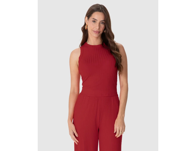Regata Básica Malwee Feminina Long Cropped Em Malha Canelada De Viscose 1000113554 - Atacado