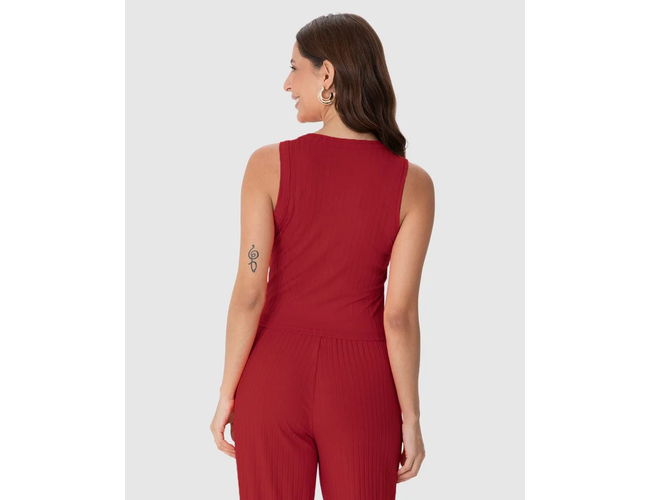 Regata Básica Malwee Feminina Long Cropped Em Malha Canelada De Viscose 1000113554 - Atacado
