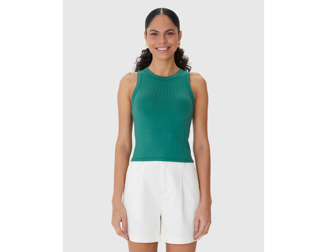 Regata Básica Malwee Feminina Long Cropped Em Malha Canelada De Viscose 1000113554 - Atacado