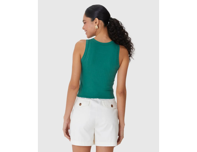 Regata Básica Malwee Feminina Long Cropped Em Malha Canelada De Viscose 1000113554 - Atacado