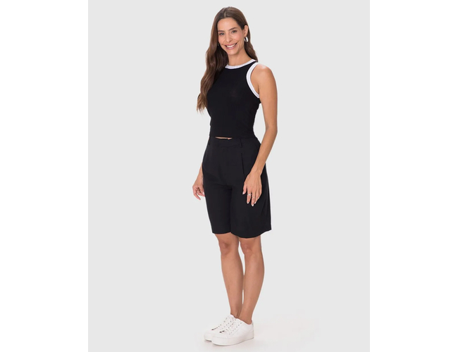 Regata Básica Malwee Feminina Long Cropped Em Malha Canelada De Viscose 1000113554 - Atacado