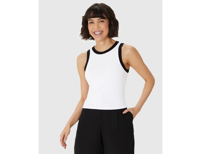 Regata Básica Malwee Feminina Long Cropped Em Malha Canelada De Viscose 1000113554 - Atacado