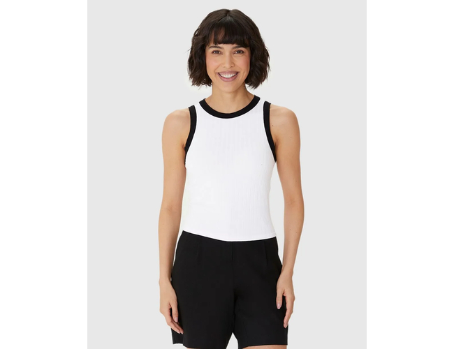 Regata Básica Malwee Feminina Long Cropped Em Malha Canelada De Viscose 1000113554 - Atacado