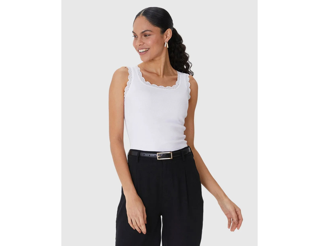 Regata Básica Malwee Feminina Detalhe Costura Renda Em Ribana 1000131765 - Atacado