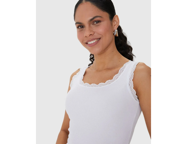 Regata Básica Malwee Feminina Detalhe Costura Renda Em Ribana 1000131765 - Atacado