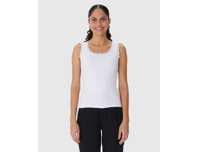 Regata Básica Malwee Feminina Detalhe Costura Renda Em Ribana 1000131765 - Atacado