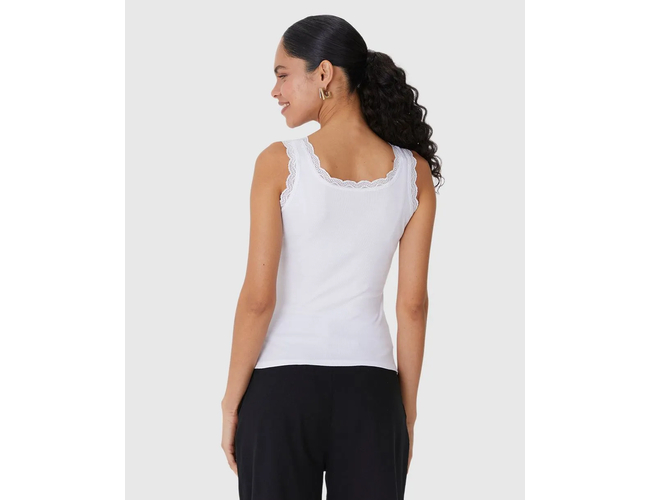 Regata Básica Malwee Feminina Detalhe Costura Renda Em Ribana 1000131765 - Atacado