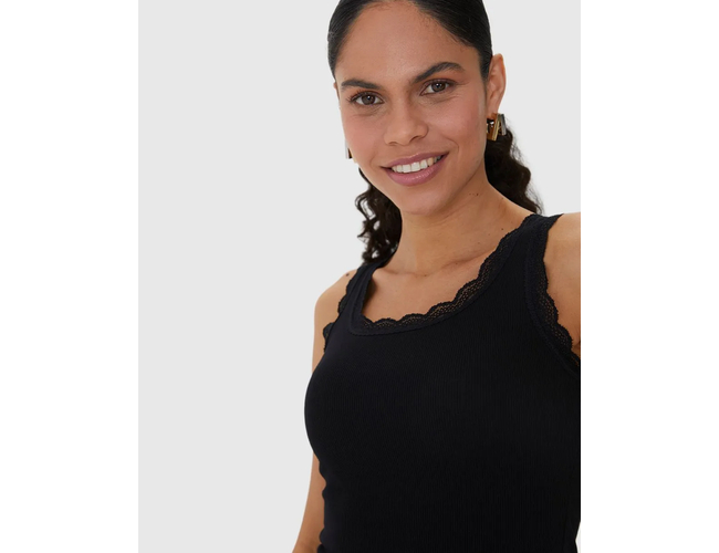 Regata Básica Malwee Feminina Detalhe Costura Renda Em Ribana 1000131765 - Atacado