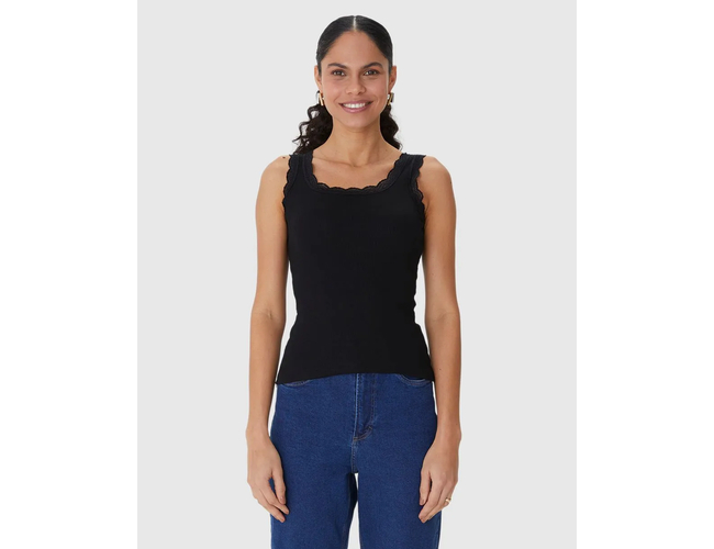 Regata Básica Malwee Feminina Detalhe Costura Renda Em Ribana 1000131765 - Atacado