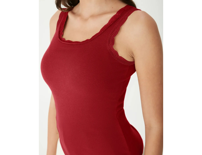 Regata Básica Malwee Feminina Detalhe Costura Renda Em Ribana 1000131765 - Atacado