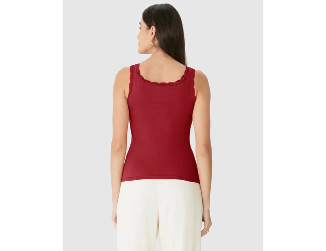 Regata Básica Malwee Feminina Detalhe Costura Renda Em Ribana 1000131765 - Atacado