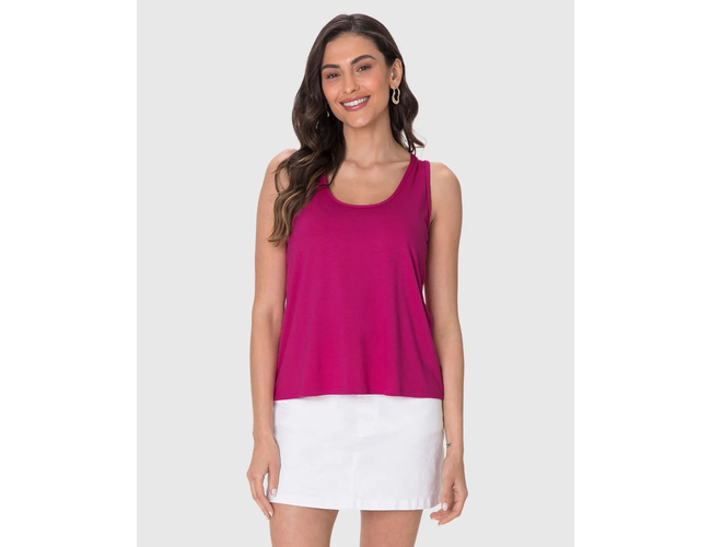 Regata Básica Malwee Feminina Evasê Viscose Stretch 1000132870 - Atacado