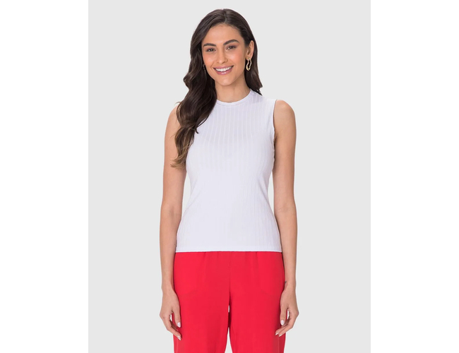 Regata Básica Malwee Feminina Justa Gola Alta Em Malha Viscose Canelada 1000133622 - Atacado