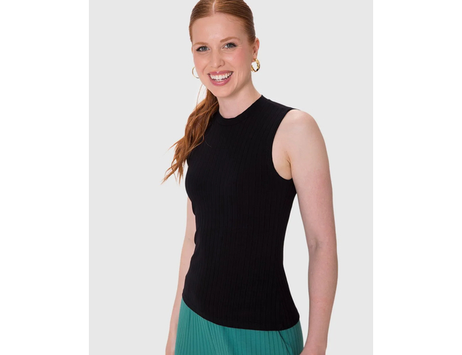 Regata Básica Malwee Feminina Justa Gola Alta Em Malha Viscose Canelada 1000133622 - Atacado