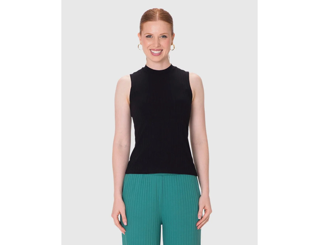 Regata Básica Malwee Feminina Justa Gola Alta Em Malha Viscose Canelada 1000133622 - Atacado