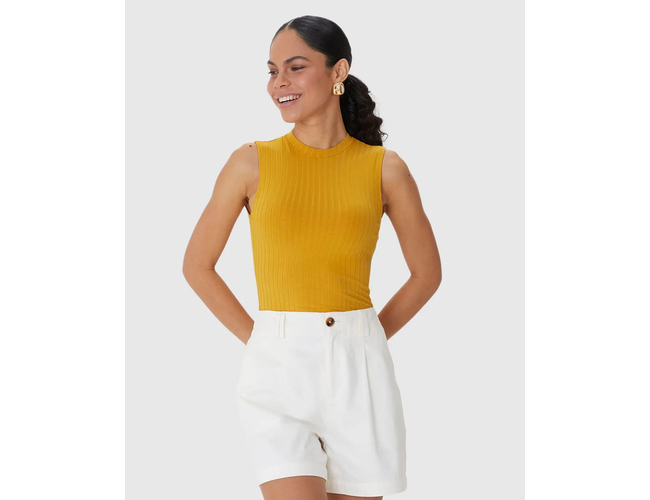 Regata Básica Malwee Feminina Justa Gola Alta Em Malha Viscose Canelada 1000133622 - Atacado