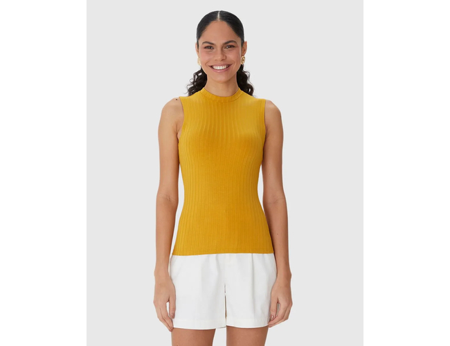 Regata Básica Malwee Feminina Justa Gola Alta Em Malha Viscose Canelada 1000133622 - Atacado