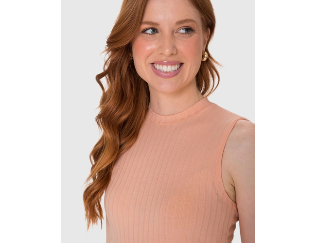 Regata Básica Malwee Feminina Justa Gola Alta Em Malha Viscose Canelada 1000133622 - Atacado