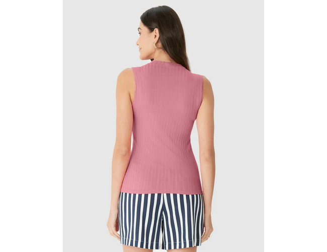 Regata Básica Malwee Feminina Justa Gola Alta Em Malha Viscose Canelada 1000133622 - Atacado