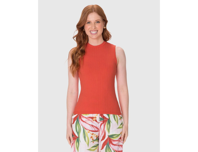 Regata Básica Malwee Feminina Justa Gola Alta Em Malha Viscose Canelada 1000133622 - Atacado