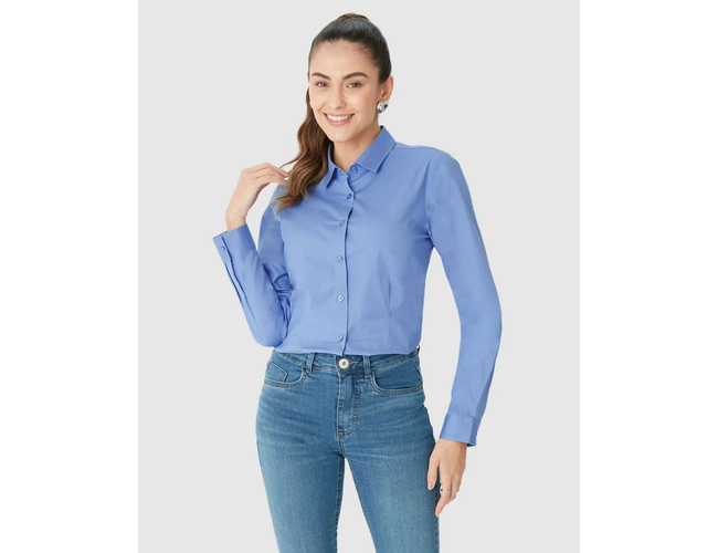 Camisa Básica Malwee Feminina Manga Longa Em Tricoline 1000124676 - Atacado