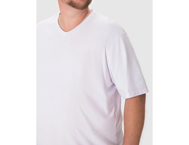 Camiseta Básica Malwee Masculina Plus Size Decote V Manga Curta Em Algodão 1000137166 - Atacado