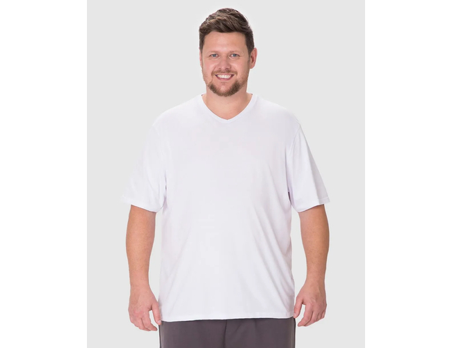 Camiseta Básica Malwee Masculina Plus Size Decote V Manga Curta Em Algodão 1000137166 - Atacado