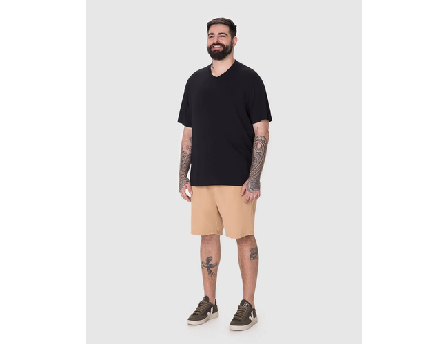 Camiseta Básica Malwee Masculina Plus Size Decote V Manga Curta Em Algodão 1000137166 - Atacado