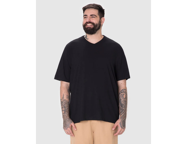 Camiseta Básica Malwee Masculina Plus Size Decote V Manga Curta Em Algodão 1000137166 - Atacado
