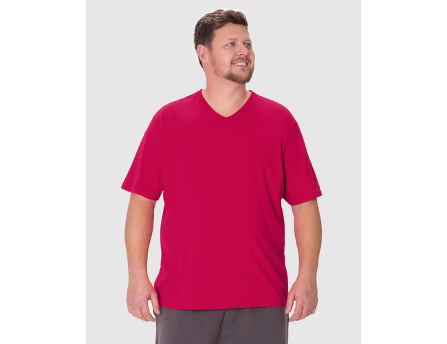 Camiseta Básica Malwee Masculina Plus Size Decote V Manga Curta Em Algodão 1000137166 - Atacado