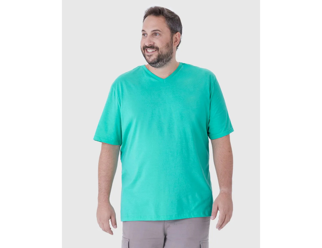 Camiseta Básica Malwee Masculina Plus Size Decote V Manga Curta Em Algodão 1000137166 - Atacado