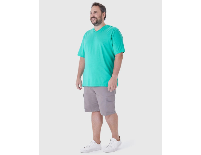 Camiseta Básica Malwee Masculina Plus Size Decote V Manga Curta Em Algodão 1000137166 - Atacado