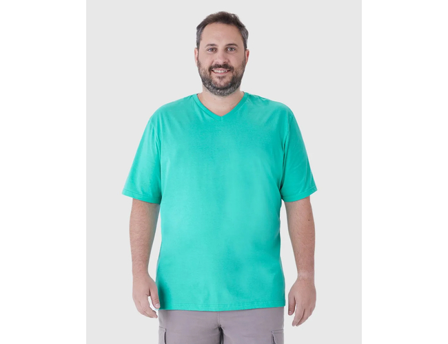 Camiseta Básica Malwee Masculina Plus Size Decote V Manga Curta Em Algodão 1000137166 - Atacado