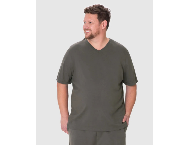 Camiseta Básica Malwee Masculina Plus Size Decote V Manga Curta Em Algodão 1000137166 - Atacado