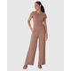 Calça Wide Leg Feminina Cintura Alta Viscose Canelada 1000110527 - Atacado